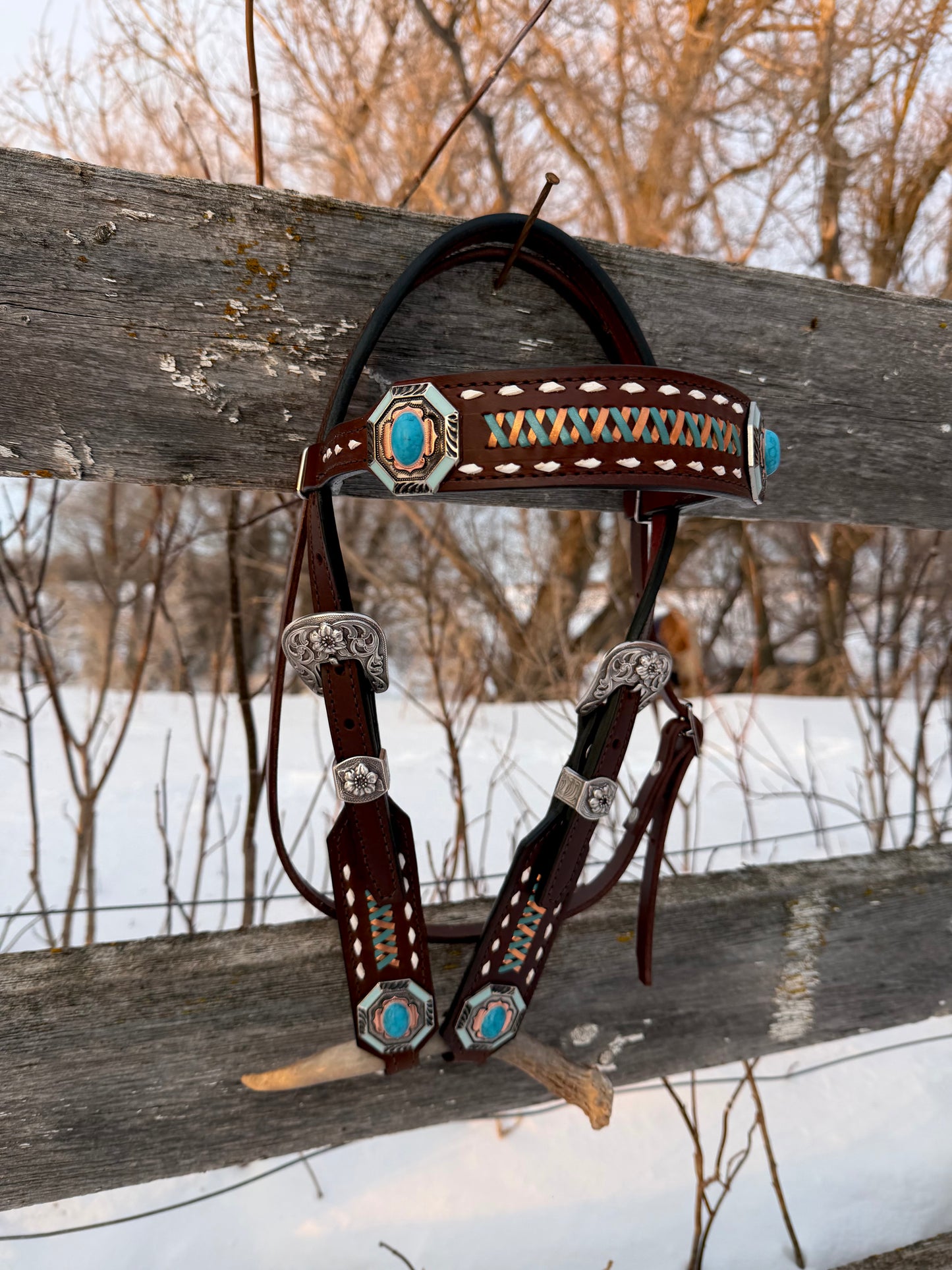 Turquoise & Copper Headstall