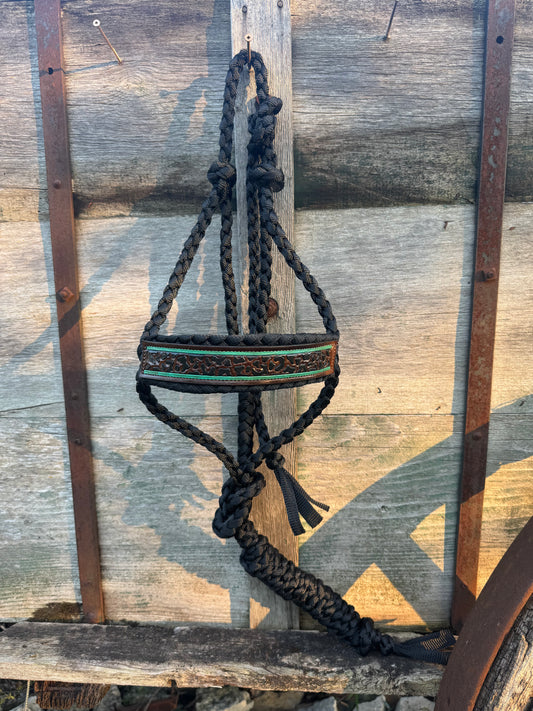 Black & Teal Cheetah Halter