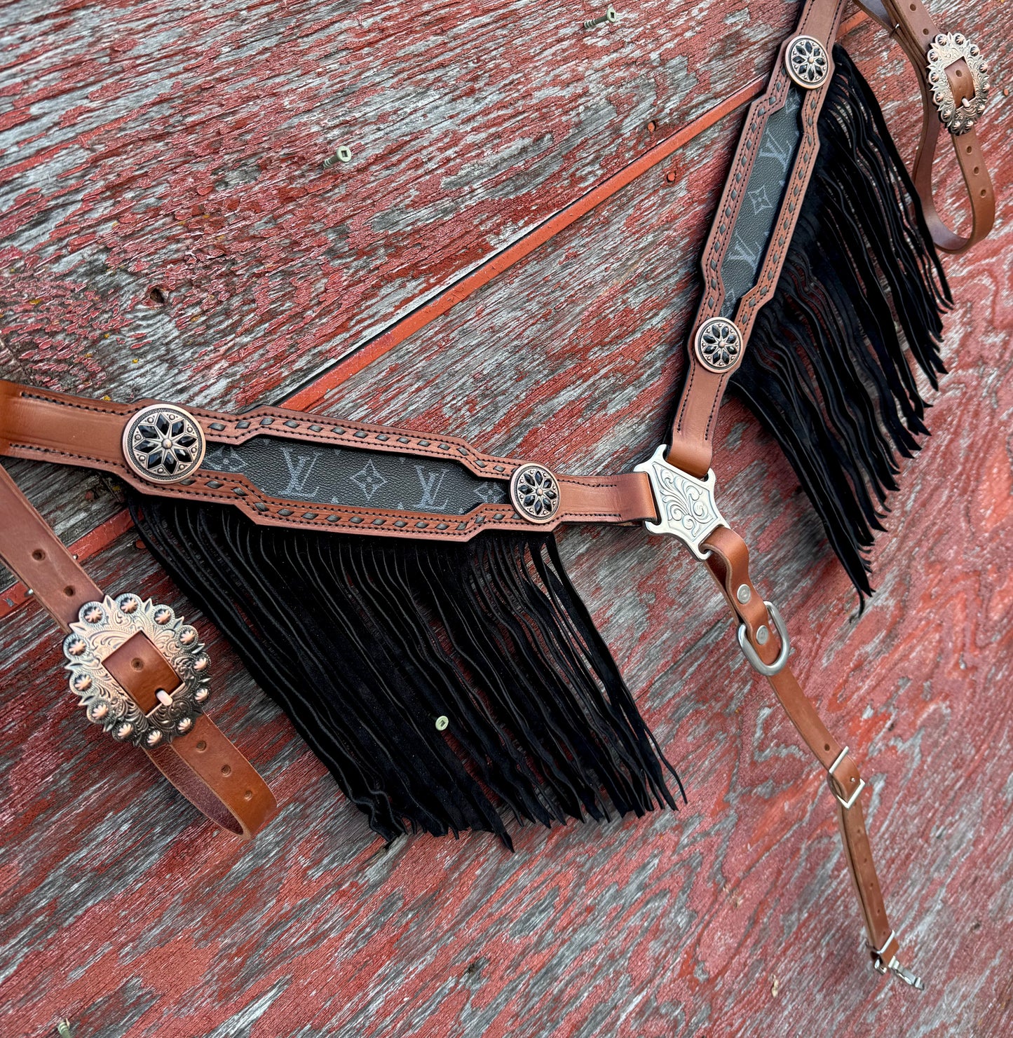 Black LV Fringe Breastcollar