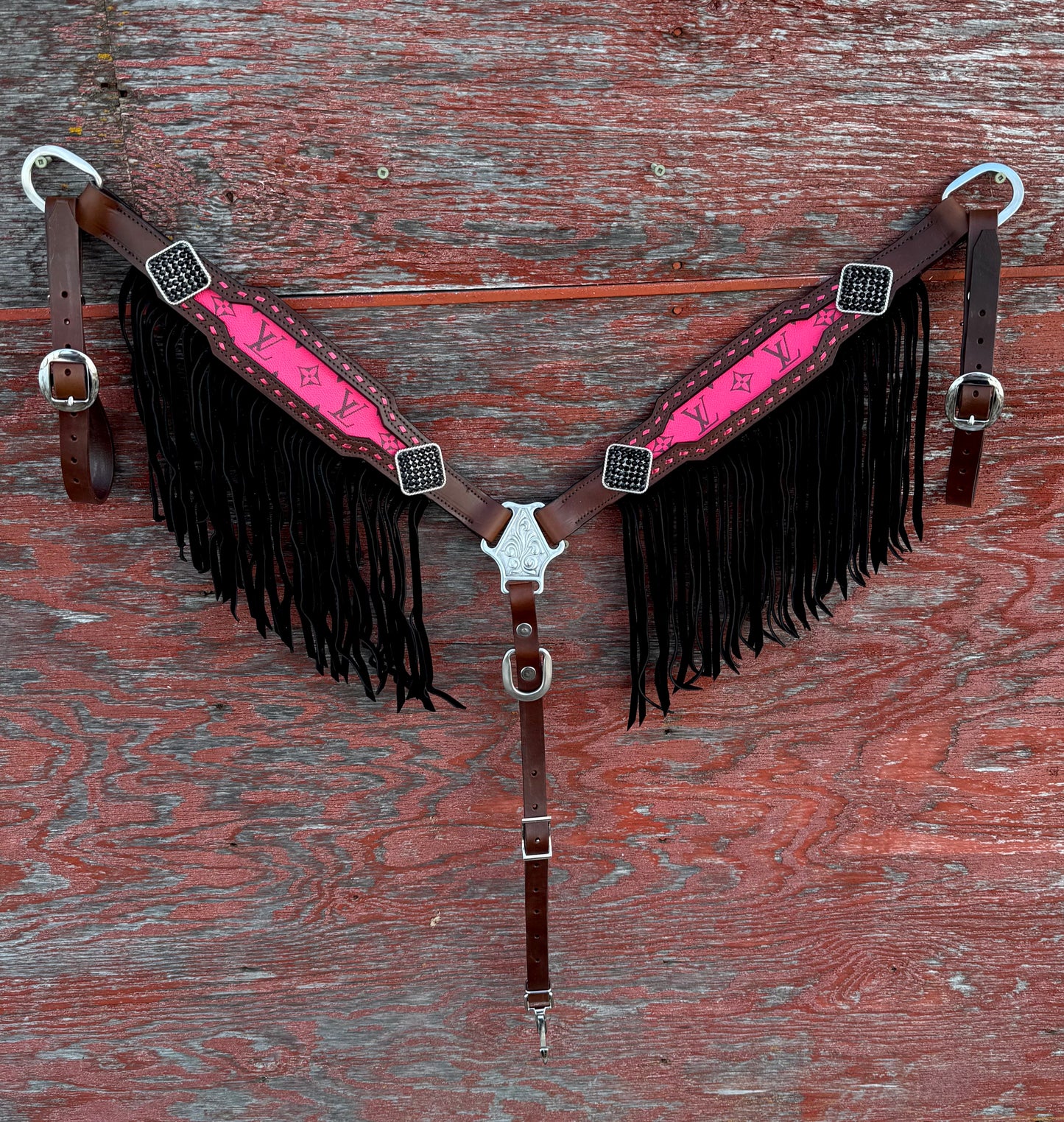 Pink LV Fringe Breastcollar