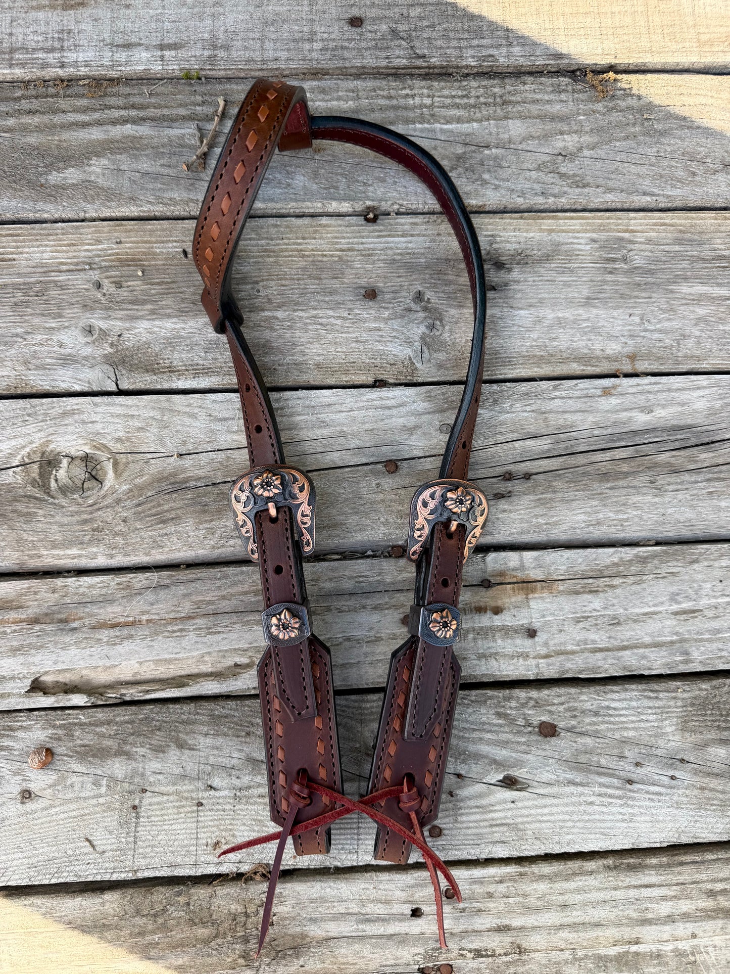 Brown Buckstitch Short Cheek Headstall