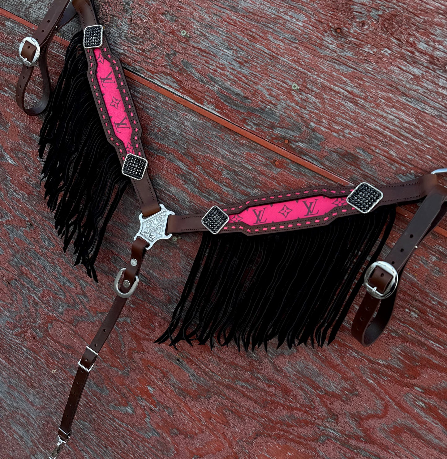 Pink LV Fringe Breastcollar