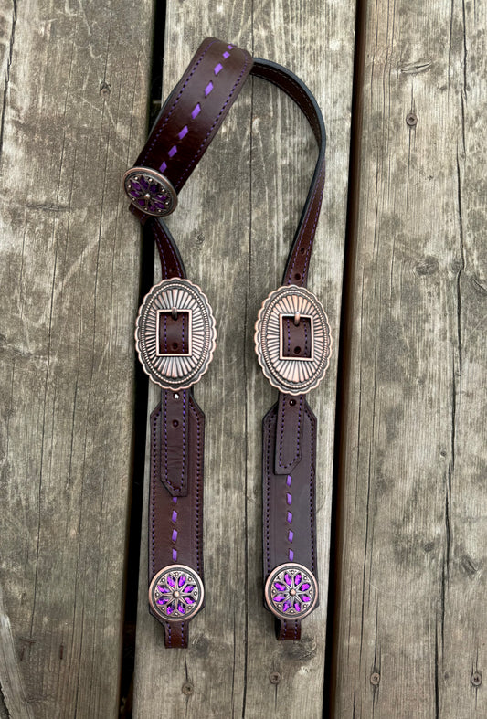 Short Cheek “Purple Stone” Headstall