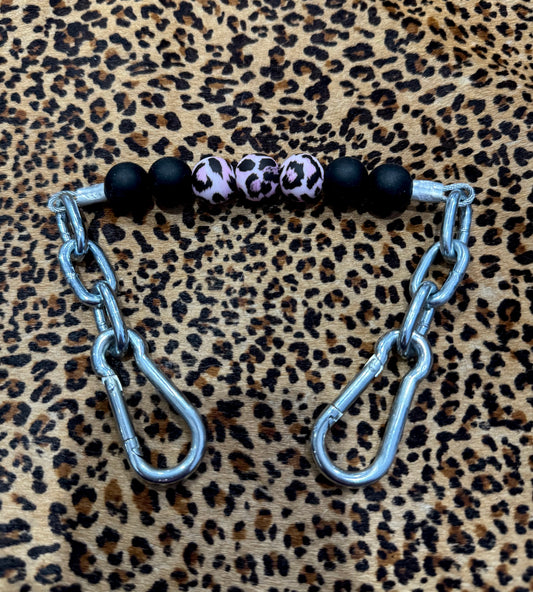 Black/Pink Cheetah Chinstrap