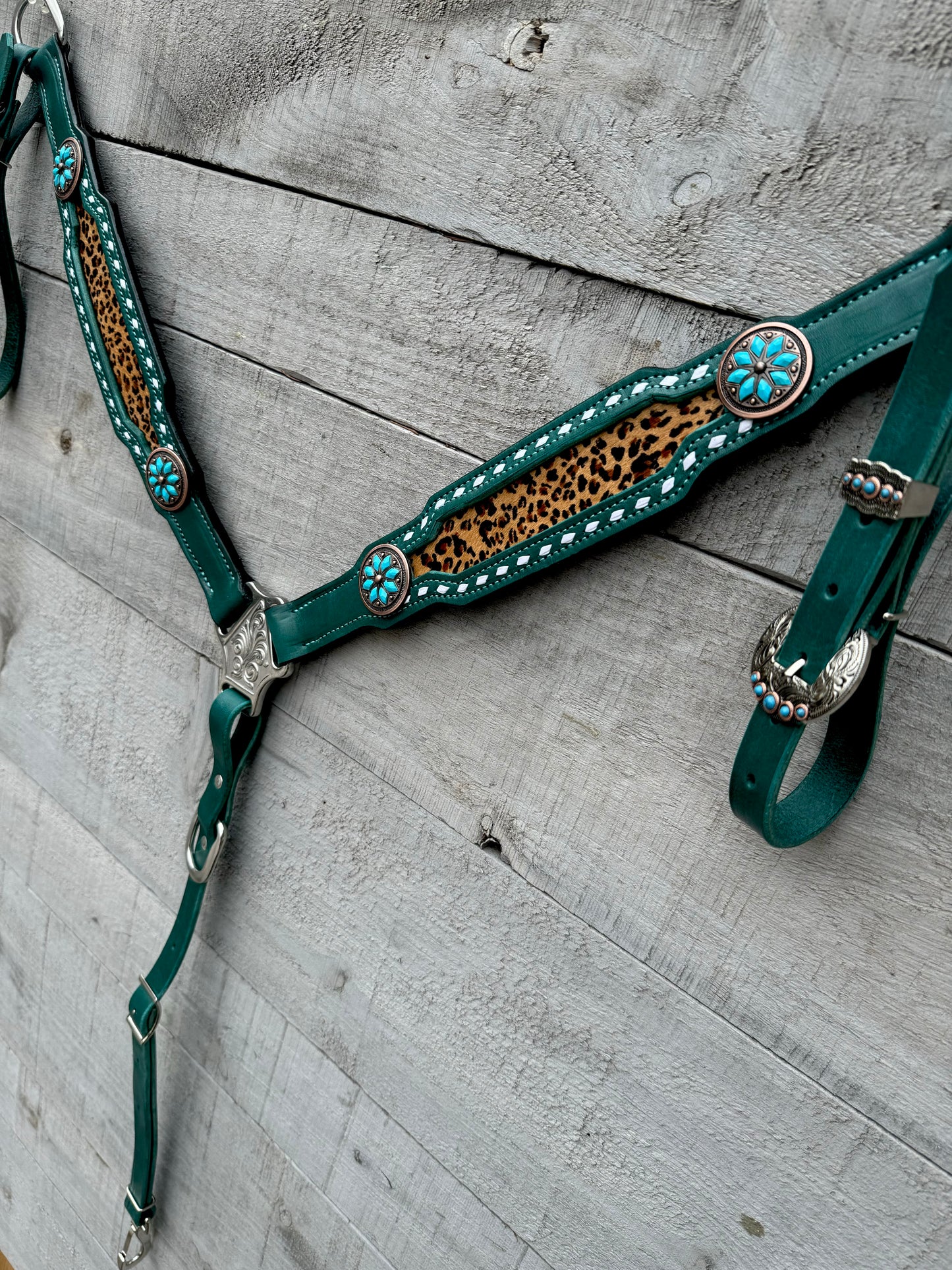 Turquoise Cheetah Breastcollar