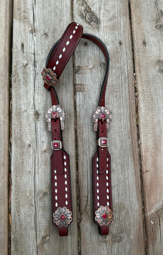 Red Stone Short Cheek Headstall