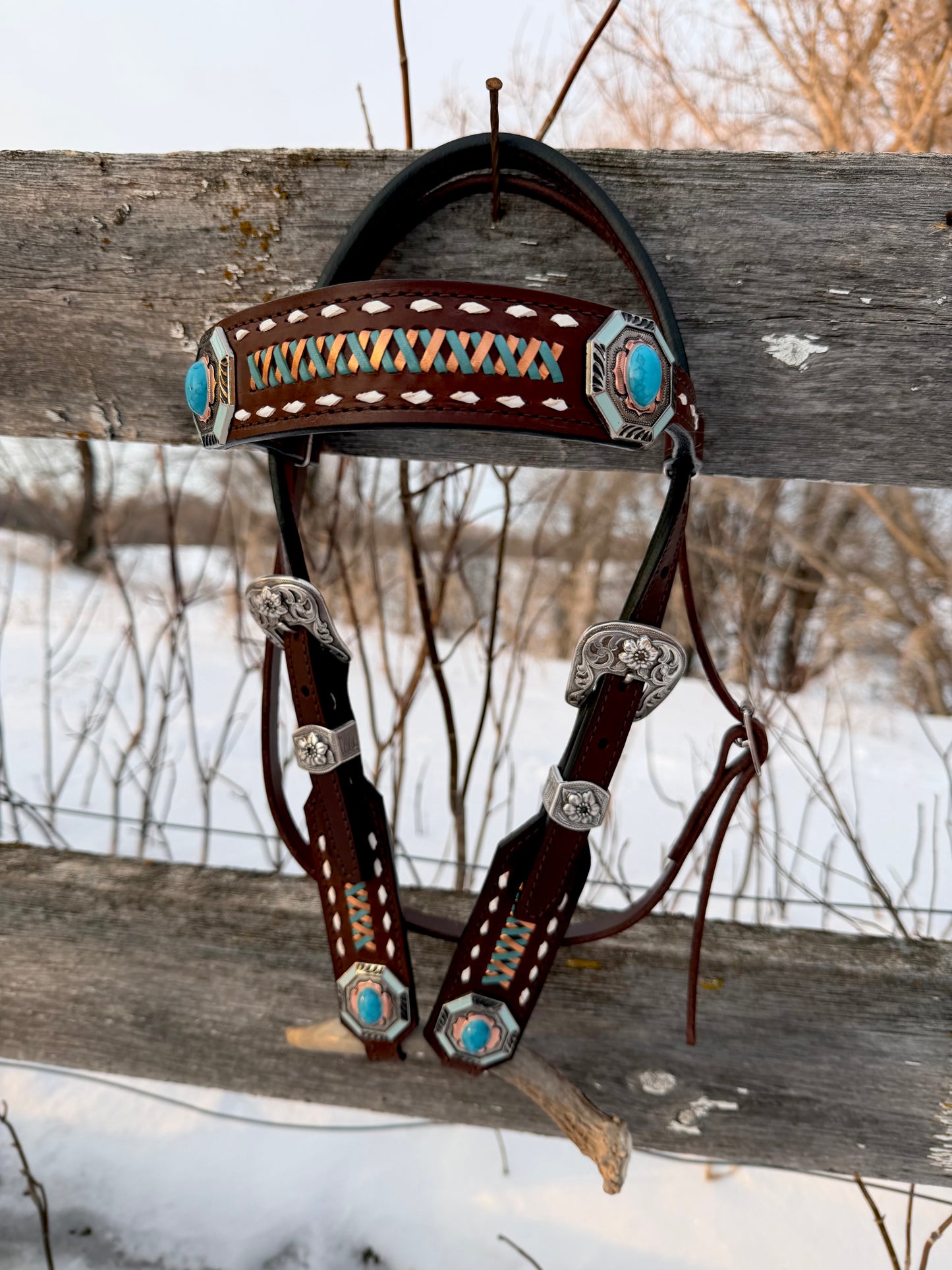 Turquoise & Copper Headstall