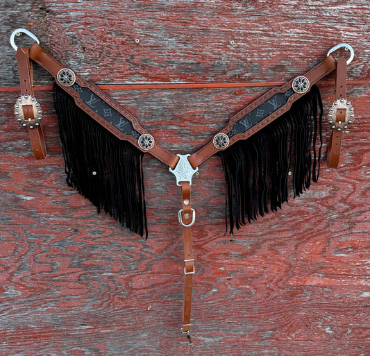 Black LV Fringe Breastcollar