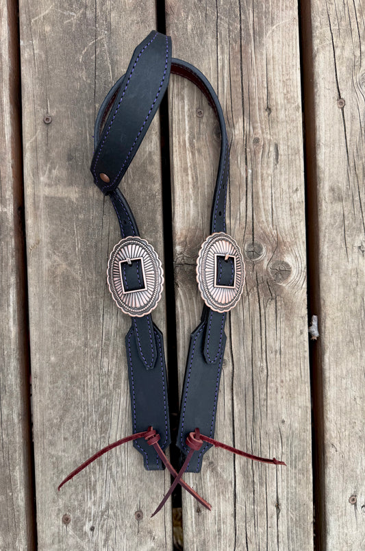 Purple Stitch Short Cheek Headstall