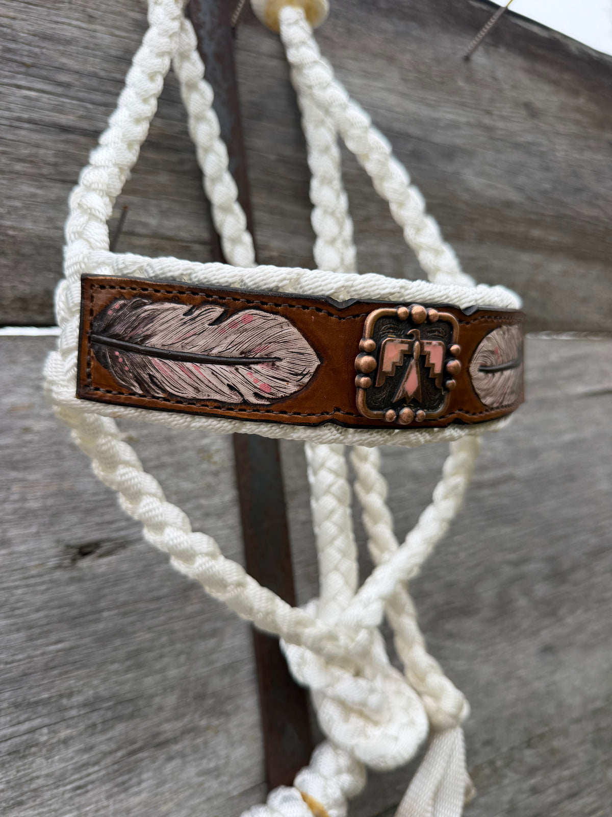 Tooled Feather Halter