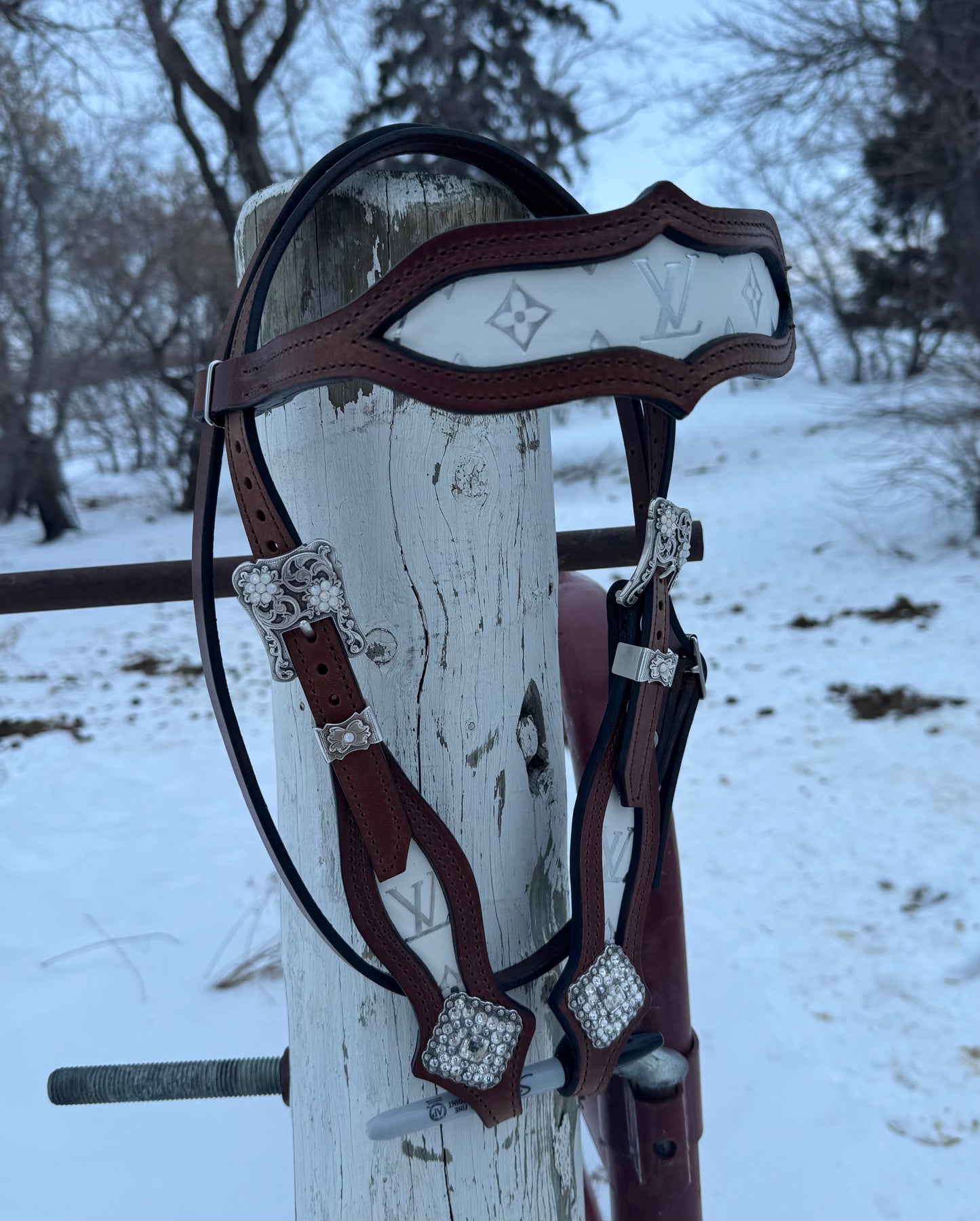 White LV Browband Headstall