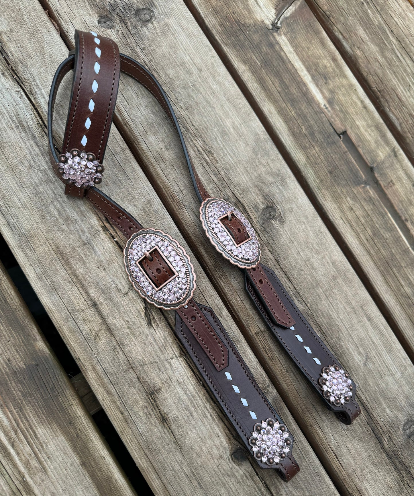 Rose Pink Bling Headstall (Short Cheek)