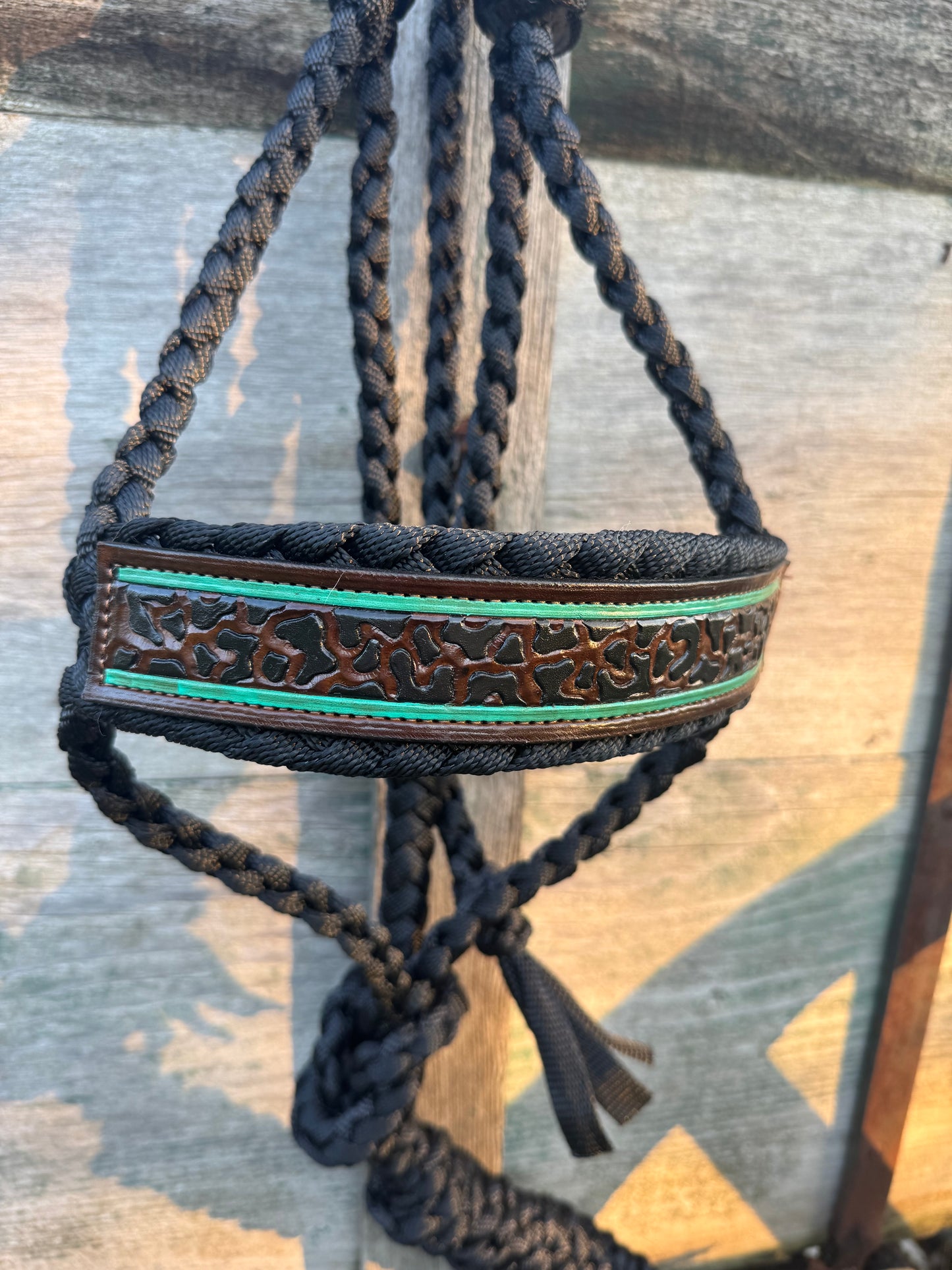Black & Teal Cheetah Halter