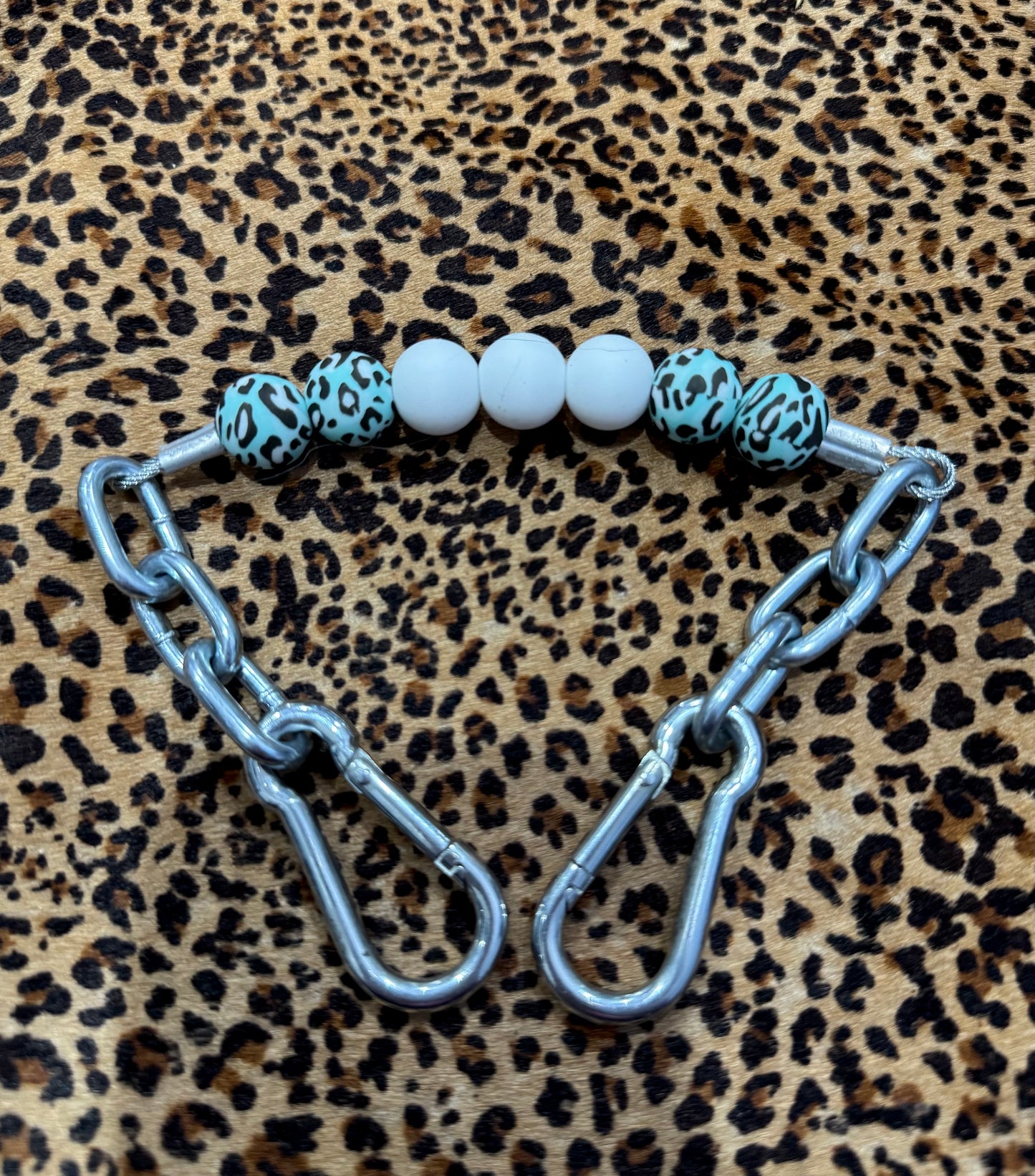 White/Turquoise Cheetah Chinstrap