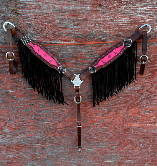 Pink LV Fringe Breastcollar