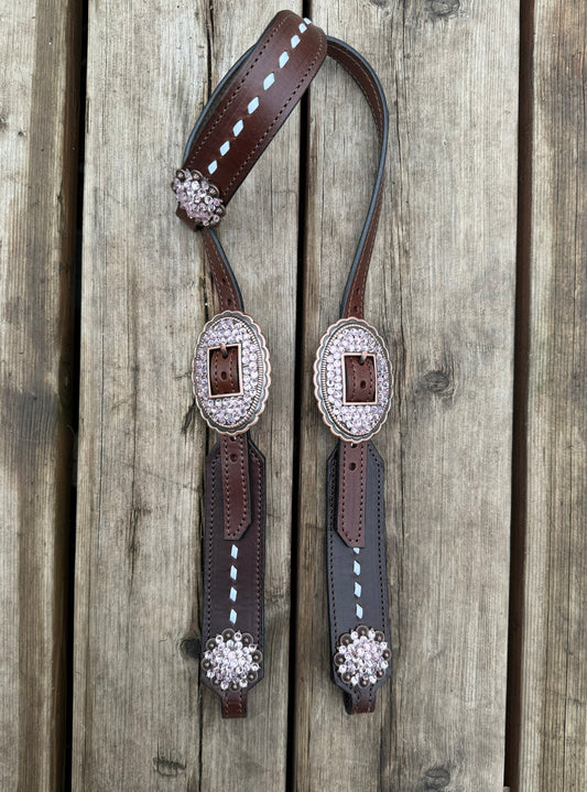 Rose Pink Bling Headstall (Short Cheek)