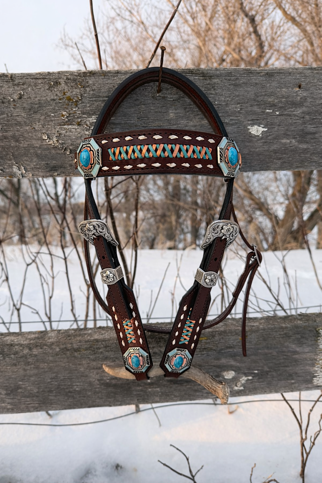 Turquoise & Copper Headstall