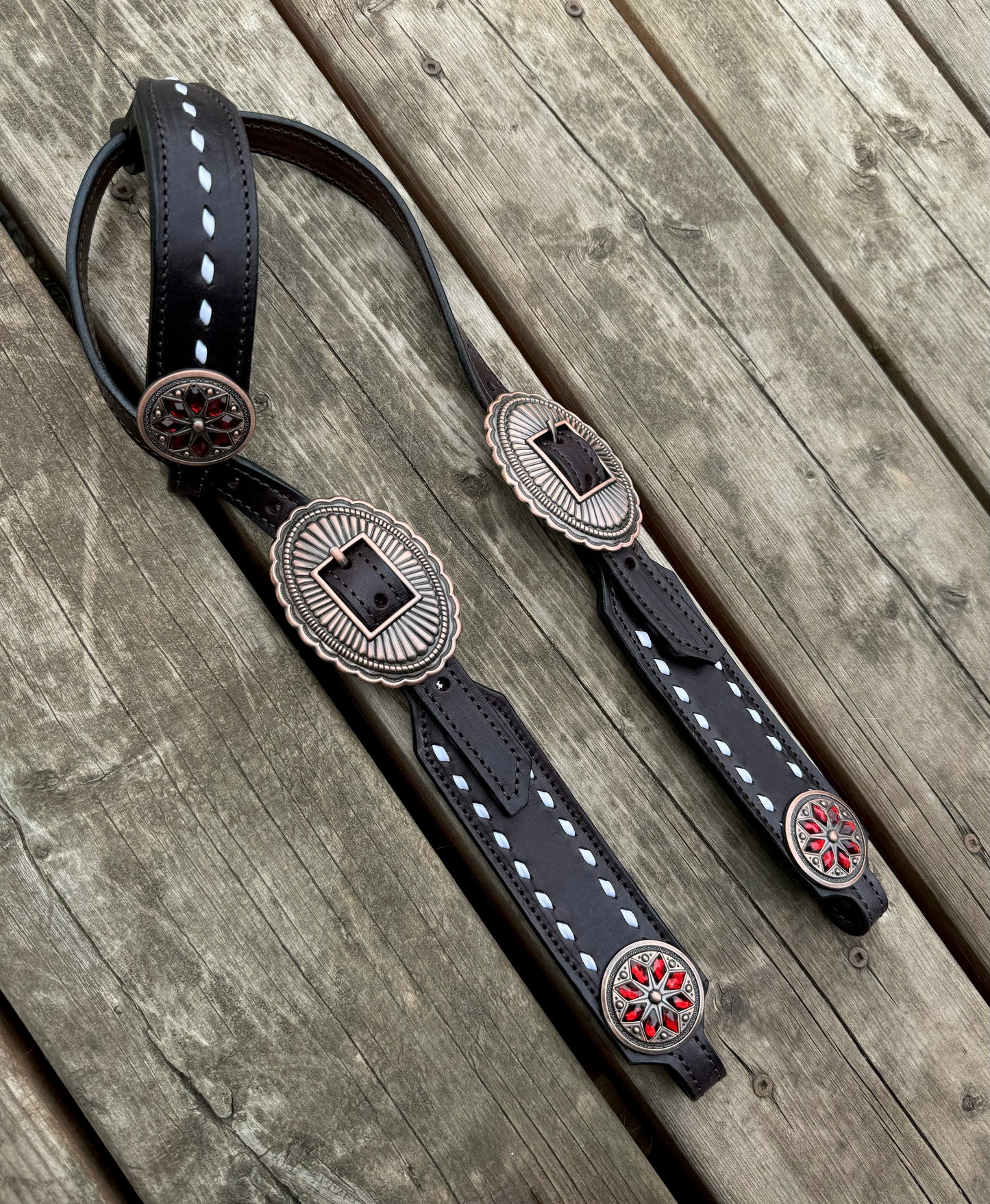 Short Cheek “Red Stone” Headstall