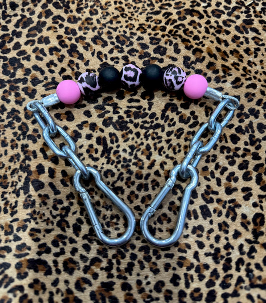 Black/Pink Cheetah Chinstrap