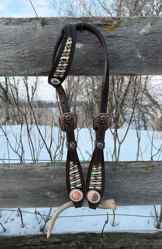 Turquoise & Pearl Lace Headstall